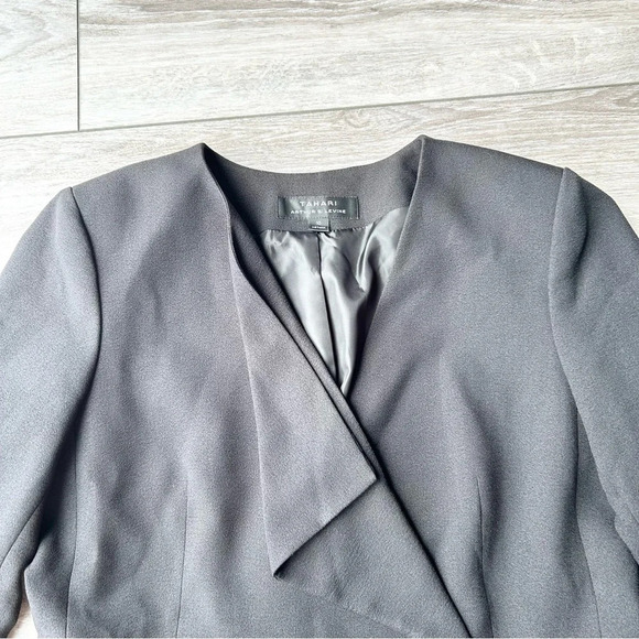 Tahari Black Ruffle Asymmetrical Blazer - Picture 9 of 16